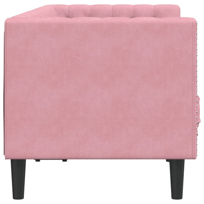 Sofá chesterfield com rolos 2 lugares veludo rosa