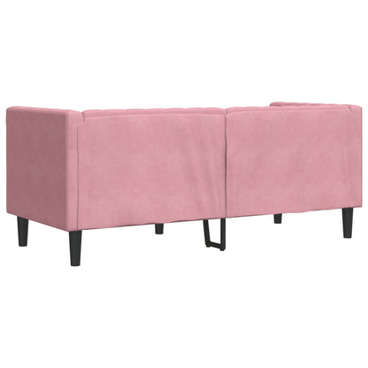 Sofá chesterfield com rolos 2 lugares veludo rosa