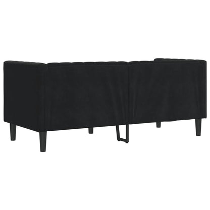 Sofá chesterfield com rolos 2 lugares veludo preto