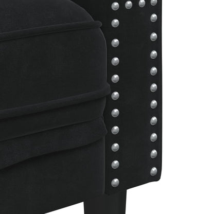 Sofá chesterfield com rolos 2 lugares veludo preto