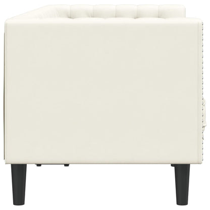 Sofá chesterfield com rolos 2 lugares veludo creme