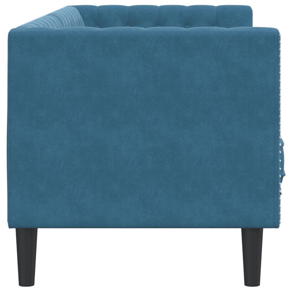 Sofá chesterfield com rolos 3 lugares veludo preto