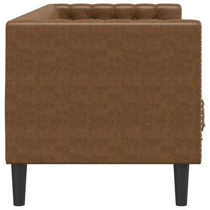 Sofá chesterfield com rolos 3 lugares camurça artif. castanho