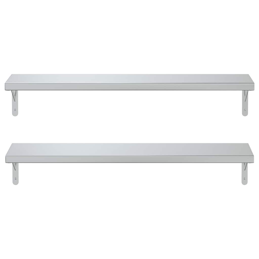 Prateleiras de parede 2pcs 100x23,5 cm aço inoxidável prateado