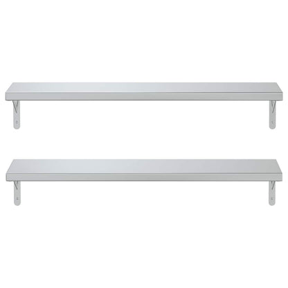 Prateleiras de parede 2pcs 100x23,5 cm aço inoxidável prateado