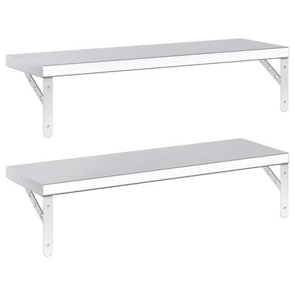 Prateleiras de parede 2 pcs 75x23,5 cm aço inoxidável prateado