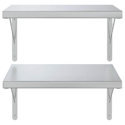 Prateleiras de parede 2 pcs 50x40 cm aço inoxidável prateado