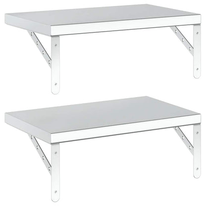 Prateleiras de parede 2 pcs 50x30 cm aço inoxidável prateado