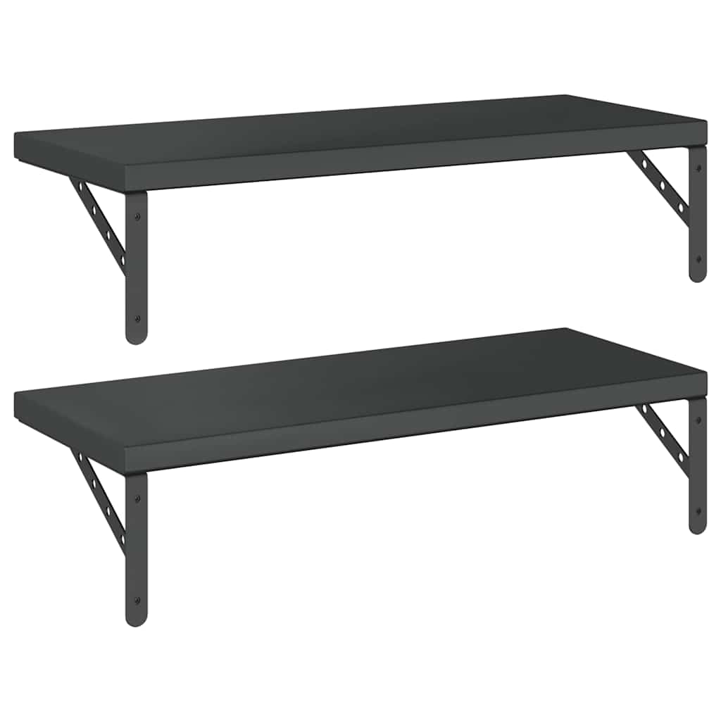 Prateleiras de parede 2 pcs 75x30 cm aço inoxidável prateado