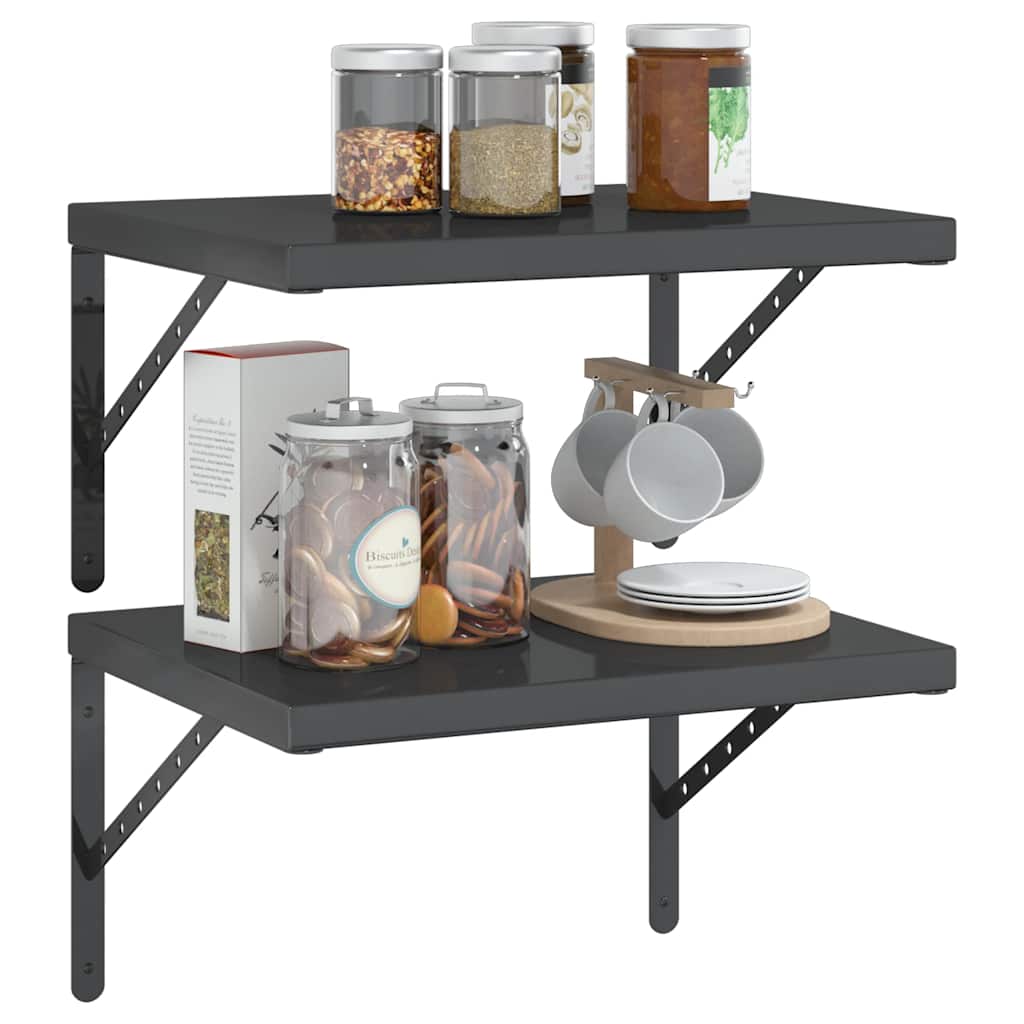 Prateleiras de parede 2 pcs 50x40 cm aço inoxidável prateado