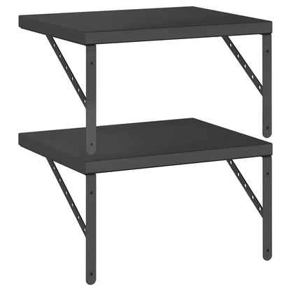 Prateleiras de parede 2 pcs 50x40 cm aço inoxidável prateado