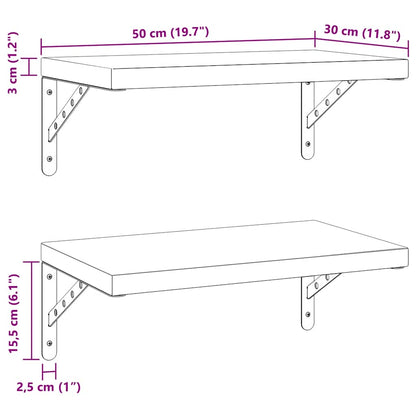 Prateleiras de parede 2 pcs 50x30 cm aço inoxidável prateado
