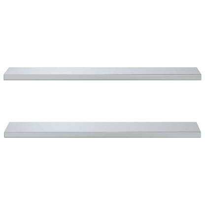 Prateleiras de parede 2pcs 100x23,5x3cm aço inoxidável prateado
