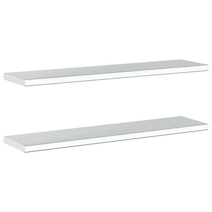 Prateleiras de parede 2pcs 100x23,5x3cm aço inoxidável prateado