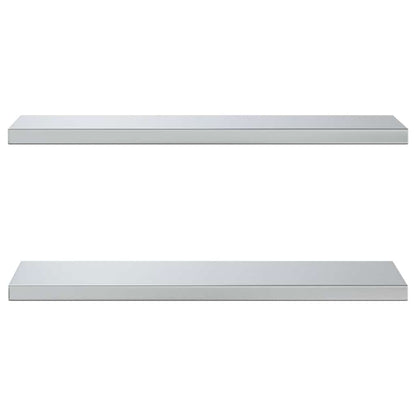 Prateleiras de parede 2 pcs 75x23,5x3cm aço inoxidável prateado