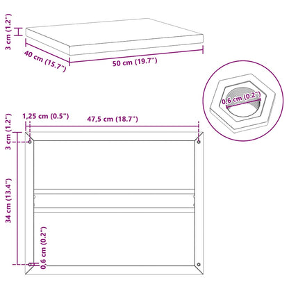 Prateleiras de parede 2 pcs 50x40x3 cm aço inoxidável prateado