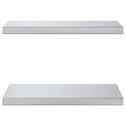 Prateleiras de parede 2 pcs 50x30x3 cm aço inoxidável prateado