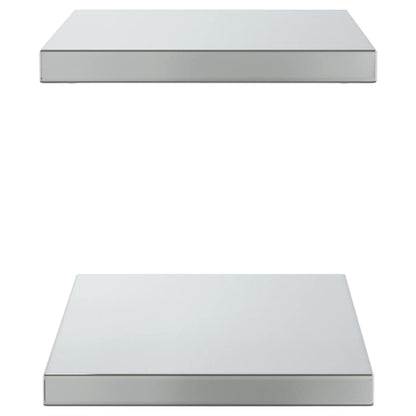 Prateleiras de parede 2 pcs 50x30x3 cm aço inoxidável prateado