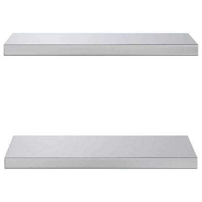 Prateleiras de parede 2 pcs 50x23,5x3cm aço inoxidável prateado