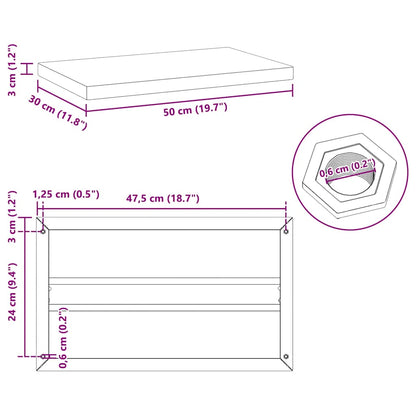 Prateleiras de parede 2 pcs 50x30x3 cm aço inoxidável prateado