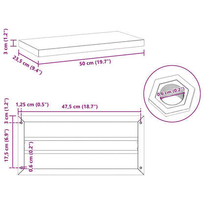 Prateleiras de parede 2 pcs 50x23,5x3cm aço inoxidável prateado