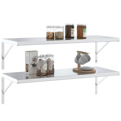 Suportes prateleira 4pcs 40x2,5x25 cm aço inoxidável prateado