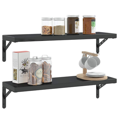 Suportes prateleira 4pcs 23,5x2,5x15,5 cm aço inoxidável preto