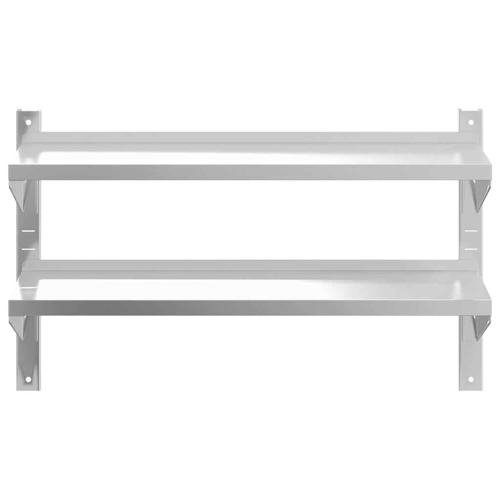 Estante parede 2 prateleiras 100x23,5x60cm aço inoxidável prata