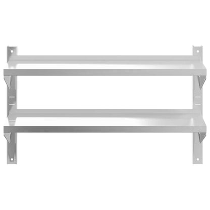 Estante parede 2 prateleiras 100x23,5x60cm aço inoxidável prata