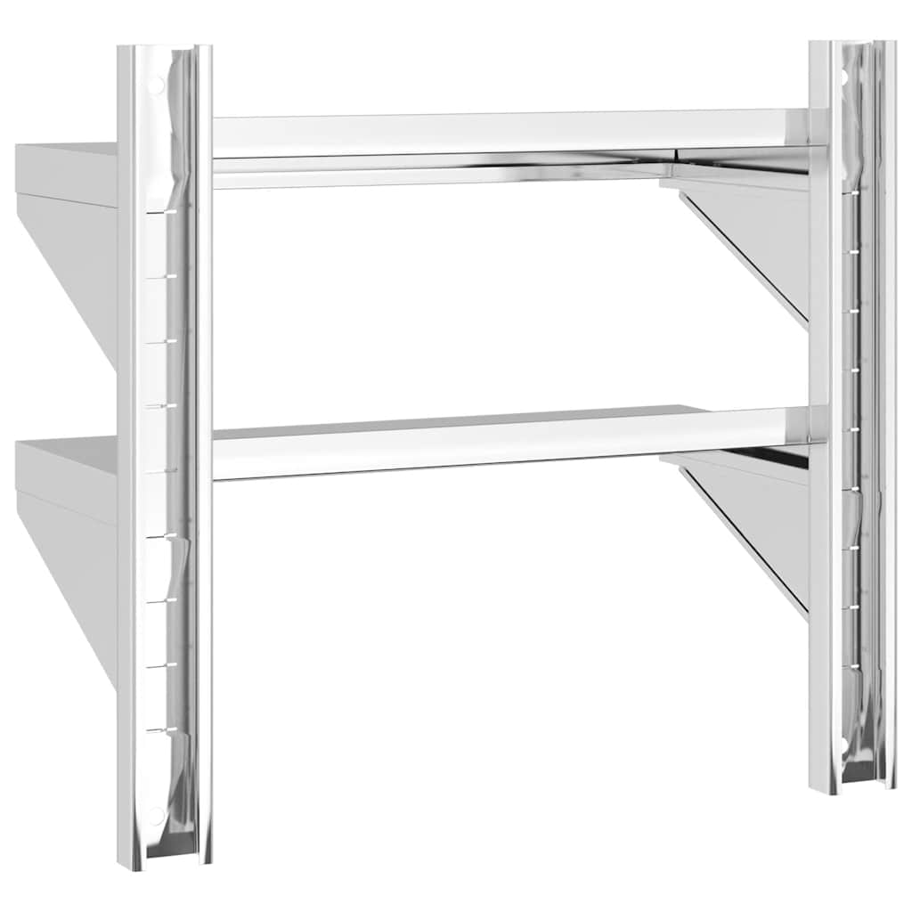 Estante parede 2 prateleiras 50x23,5x48 cm aço inoxidável prata