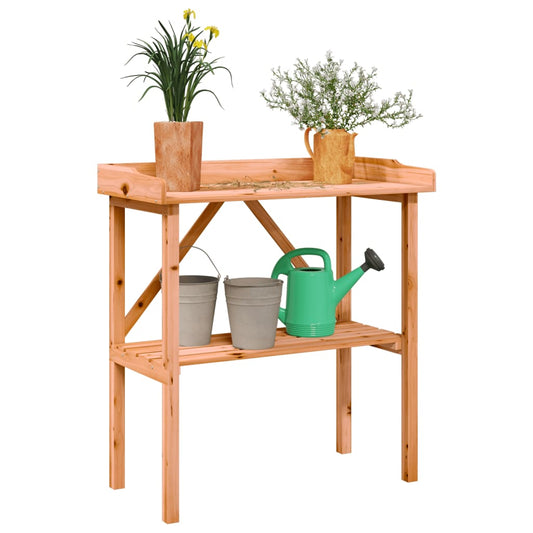 Mesa apoio p/ plantas c/ prateleira 78x38x82,5cm abeto castanho