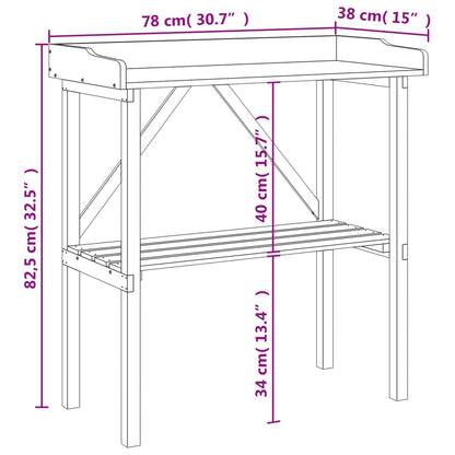 Mesa p/ plantas c/ prateleira 78x38x82,5 cm abeto maciço cinza