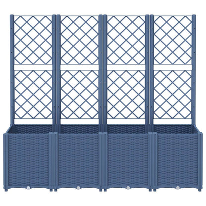 Vaso/floreira de jardim c/ treliça 160x40x140 cm PP cinzento azul