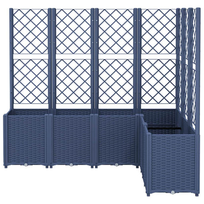 Vaso/floreira de jardim c/ treliça 160x120x140 cm PP cinzento azul