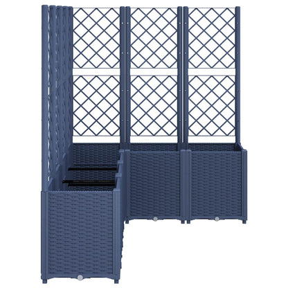 Vaso/floreira de jardim c/ treliça 160x120x140 cm PP cinzento azul