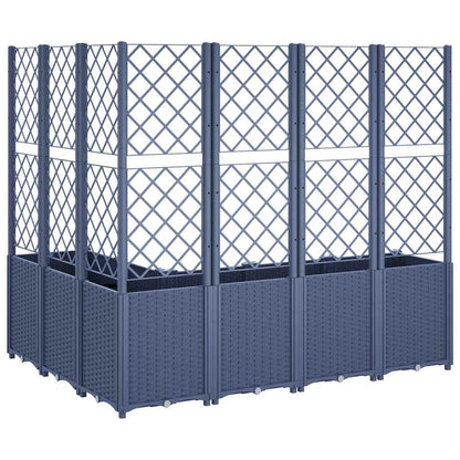 Vaso/floreira de jardim c/ treliça 160x120x140 cm PP cinzento azul