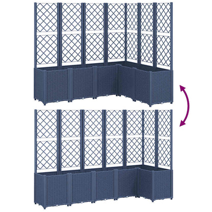 Vaso/floreira de jardim c/ treliça 160x120x140 cm PP cinzento azul