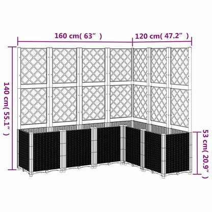 Vaso/floreira de jardim c/ treliça 160x120x140 cm PP cinzento azul
