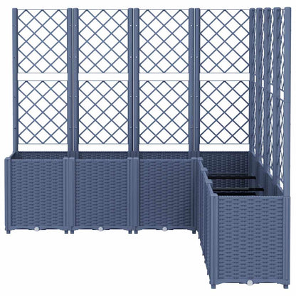 Vaso/floreira de jardim c/ treliça 160x160x140 cm PP cinzento azul