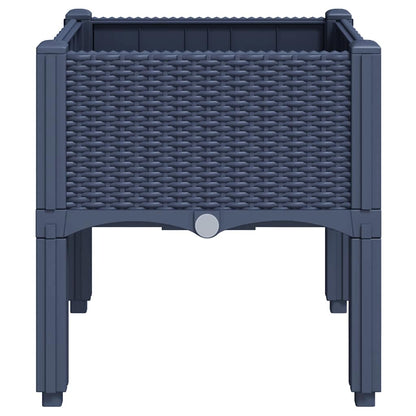 Vaso/floreira de jardim c/ pernas 40x40x42 cm PP cinzento azul