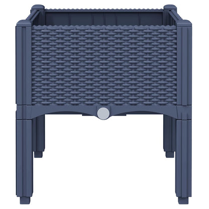 Vaso/floreira de jardim c/ pernas 40x40x42 cm PP cinzento azul