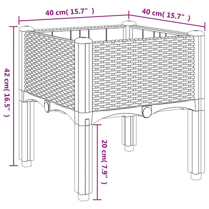 Vaso/floreira de jardim c/ pernas 40x40x42 cm PP cinzento azul