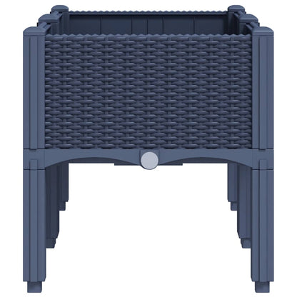 Vaso/floreira de jardim c/ pernas 80x40x42 cm PP cinzento azul