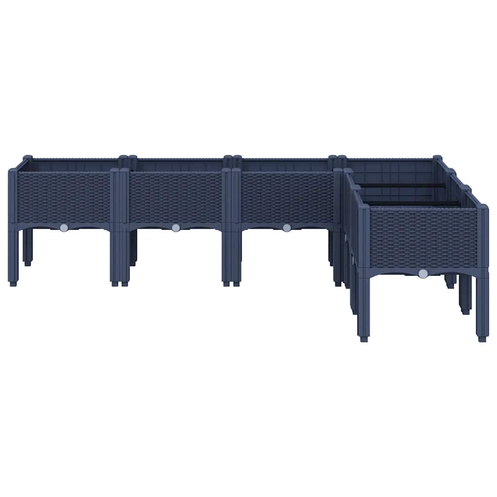 Vaso/floreira de jardim c/ pernas 160x120x42 cm PP cinzento azul