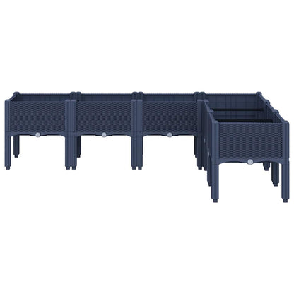 Vaso/floreira de jardim c/ pernas 160x120x42 cm PP cinzento azul