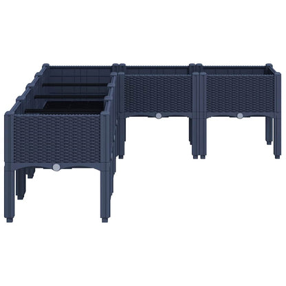 Vaso/floreira de jardim c/ pernas 160x120x42 cm PP cinzento azul