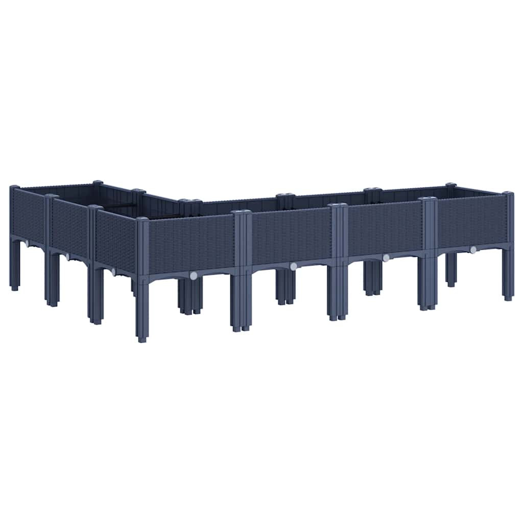 Vaso/floreira de jardim c/ pernas 160x120x42 cm PP cinzento azul