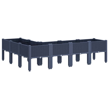 Vaso/floreira de jardim c/ pernas 160x120x42 cm PP cinzento azul