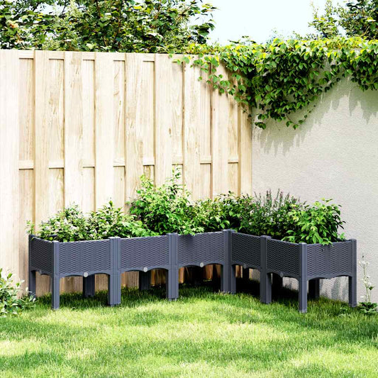Vaso/floreira de jardim c/ pernas 160x120x42 cm PP cinzento azul