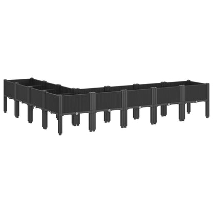 Vaso/floreira de jardim c/ pernas 200x160x42 cm PP preto